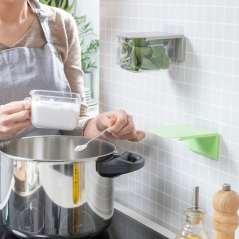 Lot de 2 boîtes de cuisine amovibles Innovagoods Handstore - Capacité 420 ml - Sans BPA - Faciles à nettoyer - Adhésifs de quali