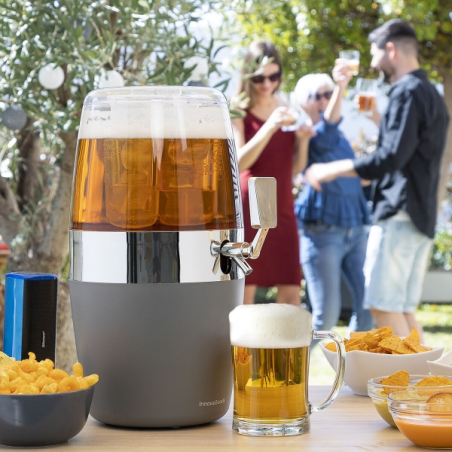 Distributeur de boissons rafraîchissantes Innovagoods Freer - Capacité 4 L - Robinet anti-goutte - Compartiment à glaçons - Comp