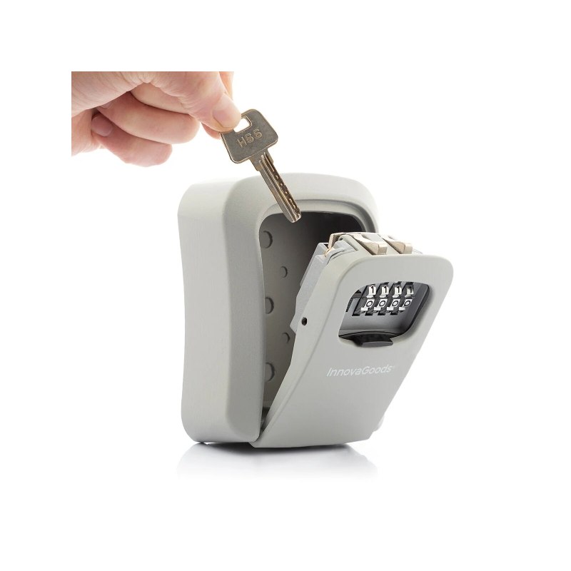 Coffre-fort à clés compact Innovagoods LorK - Accessoires inclus - Multifonctionnel - Serrure à combinaison - 8,5 x 11,3 x 4 cm