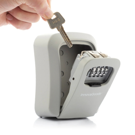 Coffre-fort à clés compact Innovagoods LorK - Accessoires inclus - Multifonctionnel - Serrure à combinaison - 8,5 x 11,3 x 4 cm