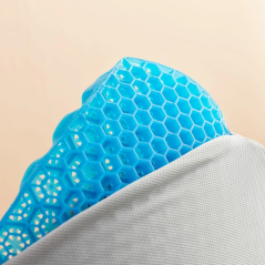 Coussin lombaire en gel Glushion d'Innovagoods - Housse amovible - Antidérapant sur une face - Motif alvéolé - Sangles de fixati