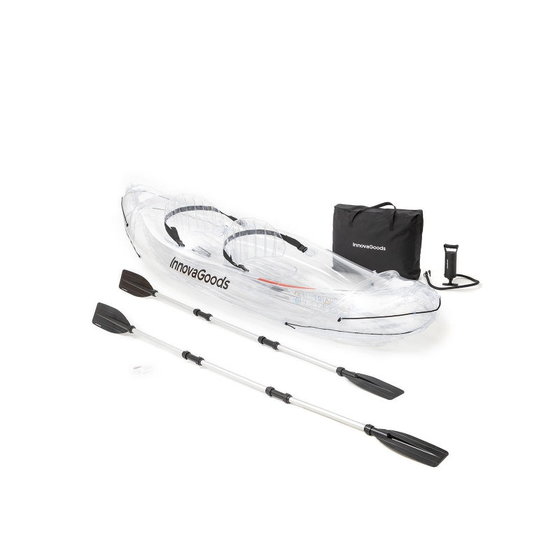 Kayak gonflable Innovagoods pour 2 personnes - Pompe manuelle - Supporte jusqu'à 180 kg - Accessoires inclus : sac de transport,