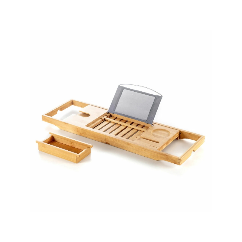 Plateau extensible en bambou Innovagoods Trayth jusqu'à 104 cm - Supporte jusqu'à 12 kg - Accessoires inclus - Antidérapant - Su