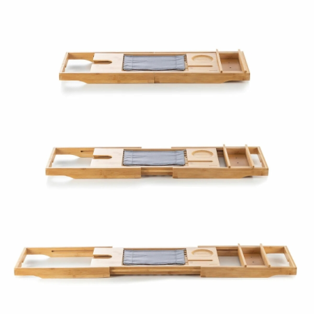 Plateau extensible en bambou Innovagoods Trayth jusqu'à 104 cm - Supporte jusqu'à 12 kg - Accessoires inclus - Antidérapant - Su