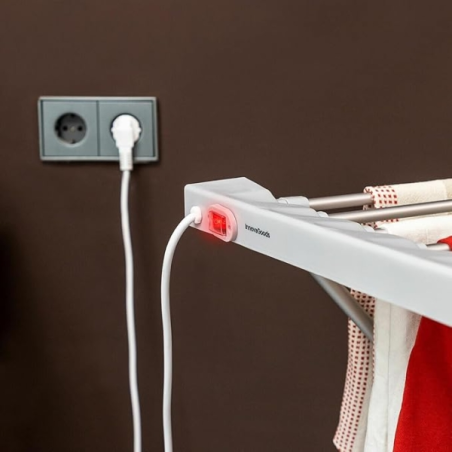 Étendoir à linge électrique pliable Innovagoods Drywing avec ailettes - 230 W - 20 barres - Supporte jusqu'à 15 kg - Câble de 14
