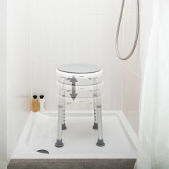 Tabouret de toilette pivotant Innovagoods Roshawer - Hauteur réglable - Siège pivotant - Antidérapant - Durable - Montage facile