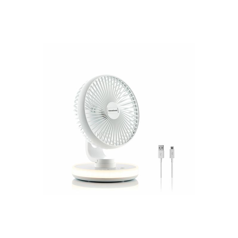 Ventilateur de bureau rechargeable Innovagoods blanc 4 vitesses Ventilateur de bureau rechargeable Innovagoods blanc 4 vitesses