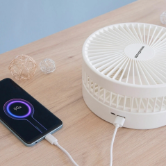 Ventilateur USB blanc avec chargeur pour smartphone