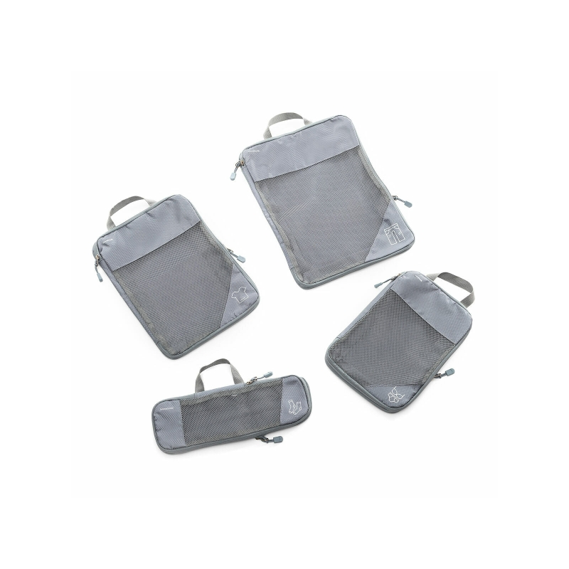 Innovagoods Compakube Lot de 4 sacs de rangement compressibles pour valises - Respirants - Double fermeture éclair - Différentes