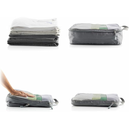 Innovagoods Compakube Lot de 4 sacs de rangement compressibles pour valises - Respirants - Double fermeture éclair - Différentes