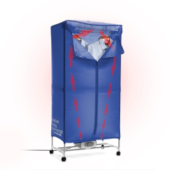 Sèche-linge électrique portable Innovagoods Dupledry bleu à 2 niveaux - 1200 W - Capacité 15 kg - Câble de 140 cm - Température