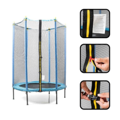 Trampoline enfant Innovagoods Zuply avec filet de sécurité - Supporte jusqu'à 25 kg - Protection UV - Résistant à l'eau - Poteau