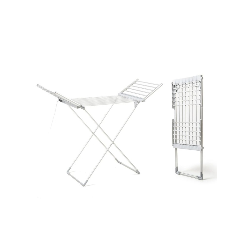 Étendoir à linge électrique Innovagoods Warmmat avec ailettes - 230 W - 20 barres - Supporte jusqu'à 15 kg - Écran tactile - Tem