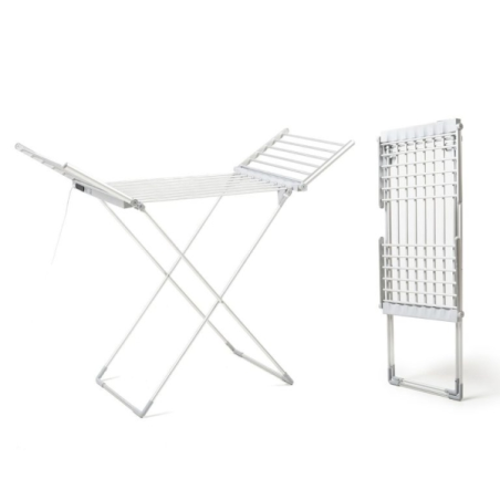 Étendoir à linge électrique Innovagoods Warmmat avec ailettes - 230 W - 20 barres - Supporte jusqu'à 15 kg - Écran tactile - Tem