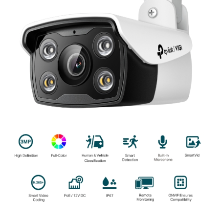 TP-Link Vigi C330 Camara de Seguridad para Exterior - Lente de 4mm - IP67 - Resolucion de 3Mpx - Deteccion Inteligente - Vision