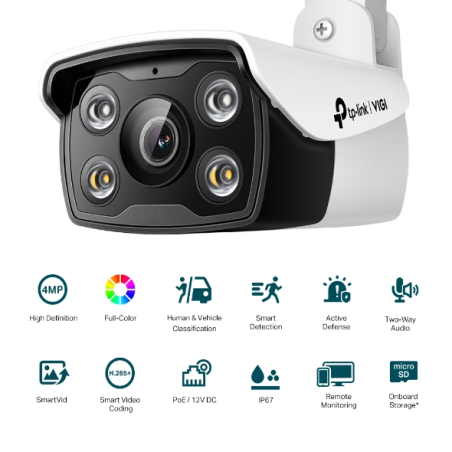 TP-Link Vigi C340 Camara de Seguridad para Exterior - Lente 6mm - IP67 - Ethernet - Resolucion de 4Mpx - Deteccion Inteligente -