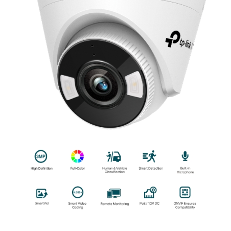 TP-Link Vigi C430 Camara de Seguridad - Lente de 4mm - Deteccion Inteligente - Resolucion de 3Mpx - Audio Bidireccional - Vision