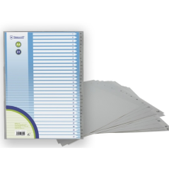 LOT de 12 Index numérique Bismark avec onglets de 1 à 31 - Multi-trous - Format A4 - En polypropylène - Couleur grise