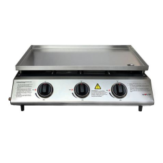 Barbecue à gaz Muvip - 3 brûleurs - Panneau de commande et plaque de cuisson en acier - Bac de récupération des graisses