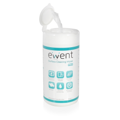 Lingettes nettoyantes pour écrans Ewent - Antibactériennes - Antistatiques - Sans alcool - Blanches