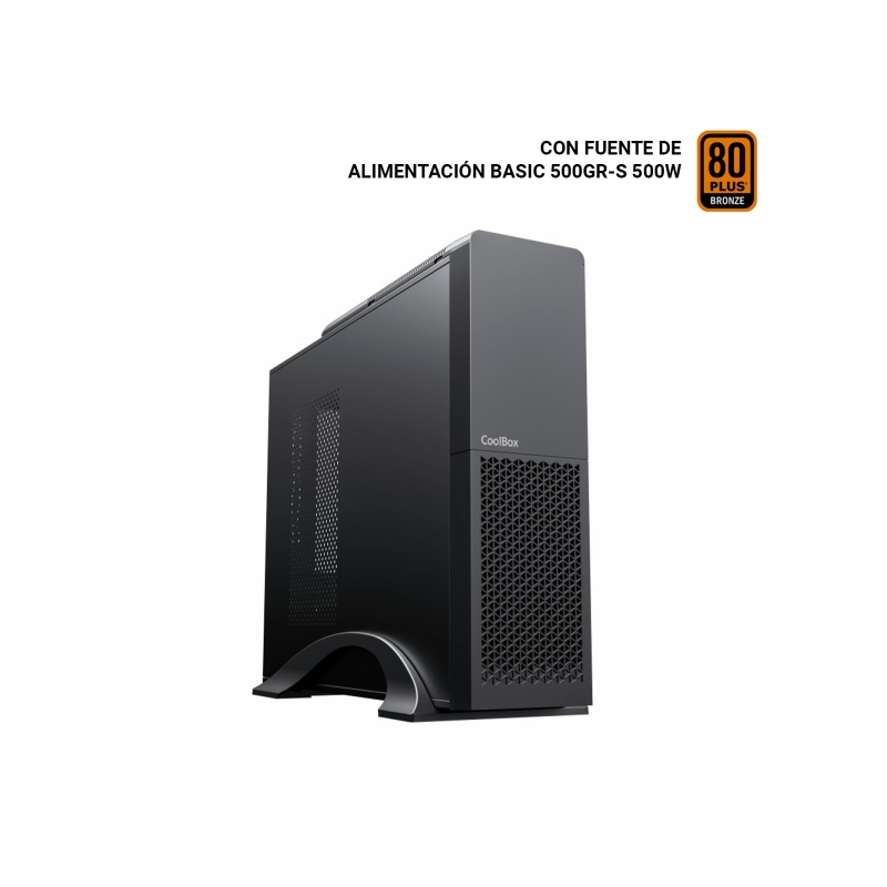 Boîtier tour CoolBox T313 Slim Micro ATX, Mini ITX - Disque dur 2,5" et 3,5" - USB 3.0, USB-C - Alimentation 500 W - Noir