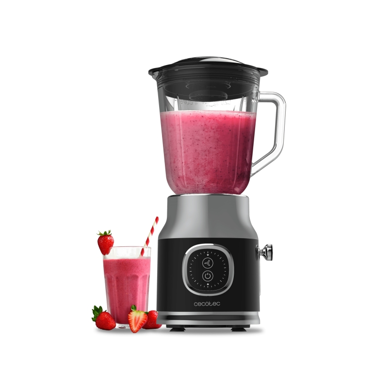 Blender Cecotec RetroTwist noir - Puissance 800 W - Bol de 1 L - Style rétro - Lames revêtues de titane - Noir et gris