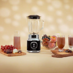 Blender Cecotec RetroTwist noir - Puissance 800 W - Bol de 1 L - Style rétro - Lames revêtues de titane - Noir et gris
