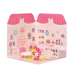 Comansi Sticker House My Melody Tea Room - Figurine incluse - Autocollants lavables - Décor adorable - Jeu créatif