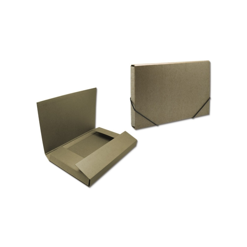 Chemise de projet Bismark - 350 x 230 x 50 mm - En carton - Fermeture élastique - Marron