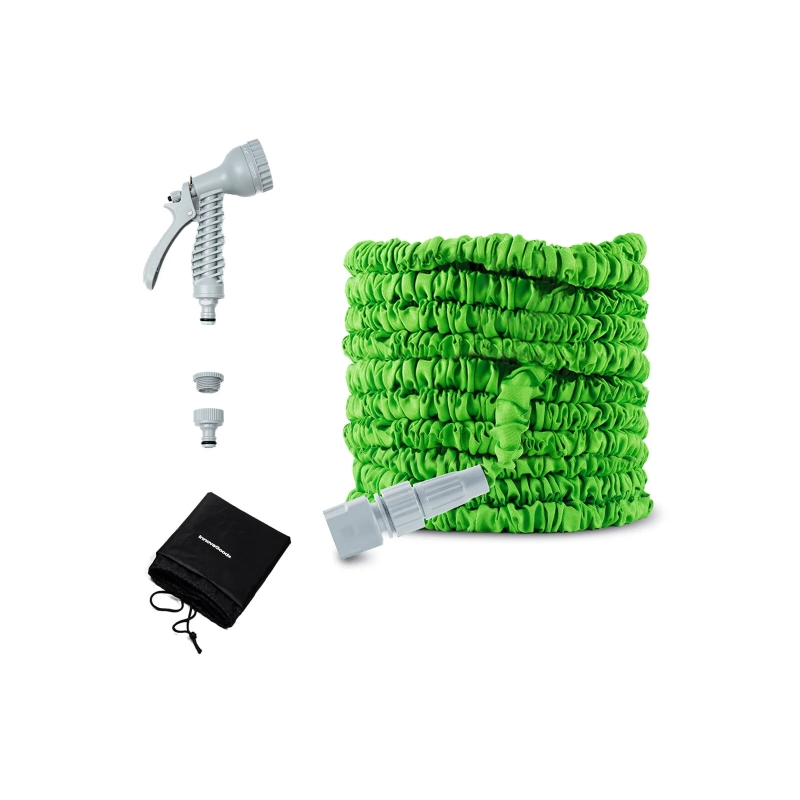 Tuyau d'arrosage extensible Innovagoods Hoxtend 30 m - Pression jusqu'à 8 bars - Accessoires inclus - Vert et gris