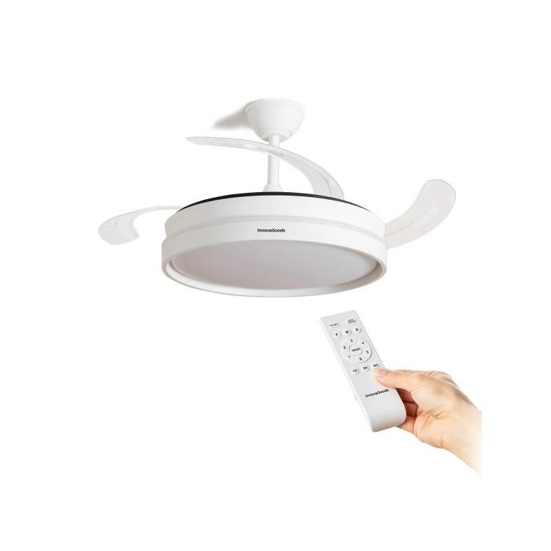 Ventilateur plafond 4 pales rétractables LED 72W 6 vitesses Ventilateur plafond 4 pales rétractables LED 72W 6 vitesses