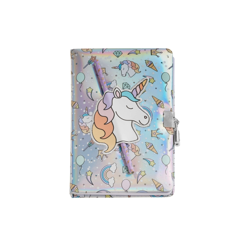 Journal intime licorne holographique Back2Fun de Miquel Rius - Verrouillable - Crayon inclus