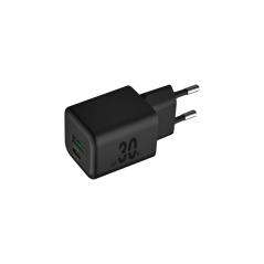 Chargeur double Blackbyte GaN - 1 port USB-C PD 30 W - 1 port USB-A 18 W - Charge rapide PPS - Noir