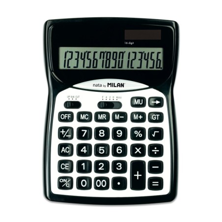 Calculatrice Milan 16 chiffres fonction fiscale noir et blanc
