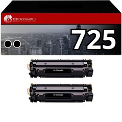 ✅ Pack toner compatible Canon 725 Noir Lot de 2 couleur Noir en stock