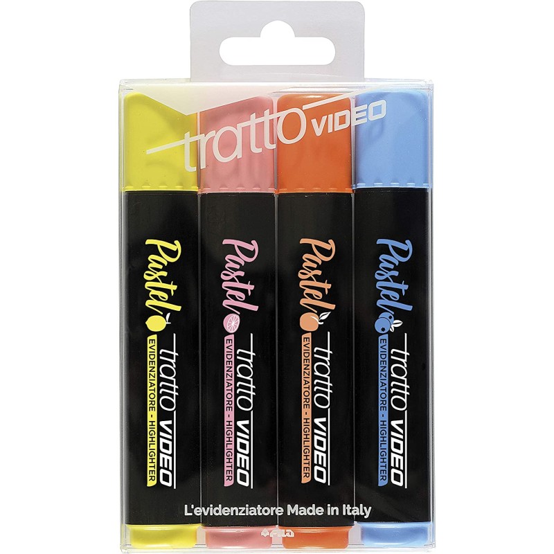 Marqueurs fluo pastel multicolores Tratto Video
