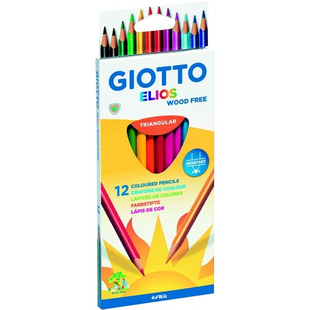 ✅ Giotto Elios 12 Crayons Triangulaires couleur Plusieurs couleurs en stock