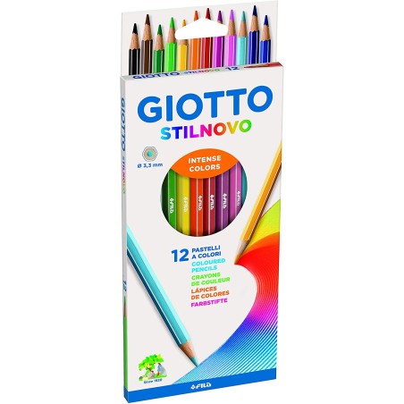 ✅ Giotto Stilnovo 12 Crayons Hexagonaux couleur Plusieurs couleurs en stock