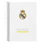 Cahier à spirale Safta Real Madrid - Couverture rigide - 80 feuilles A4 quadrillées 4x4 mm - Format in-quarto - 15,5 x 22 x 1