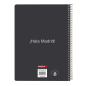 Cahier à spirale Safta Real Madrid - Couverture rigide - 80 feuilles A4 quadrillées 4x4 mm - Format in-quarto - 15,5 x 22 x 1