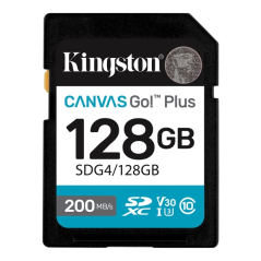Carte SDXC Kingston Canvas Go Plus 128 Go UHS-I U3 V30 Classe 10 200 M