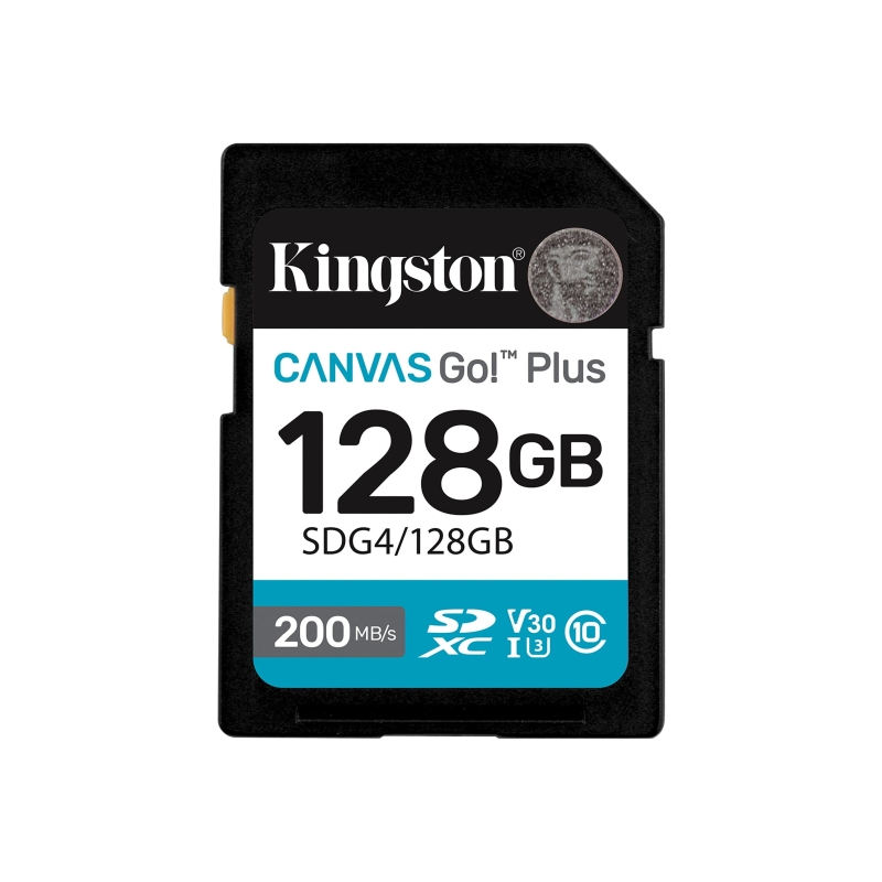 Carte SDXC Kingston Canvas Go Plus 128 Go UHS-I U3 V30 Classe 10 200 Mo/s