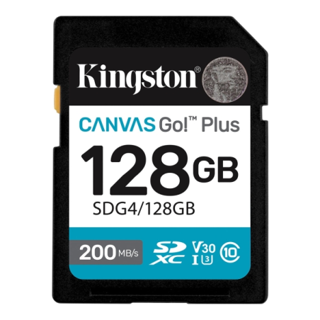 Carte SDXC Kingston Canvas Go Plus 128 Go UHS-I U3 V30 Classe 10 200 M