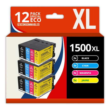 Pack 12 cartouches compatibles CANON PGI1500 XL haute capacité