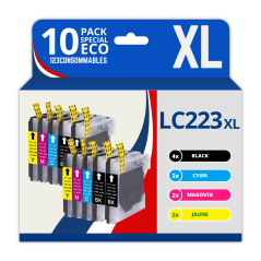 Pack 10 cartouches compatibles BROTHER LC-223 pour impression fiable