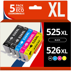 Pack 5 cartouches compatibles CANON PGI-525/CLI-526 haute qualité