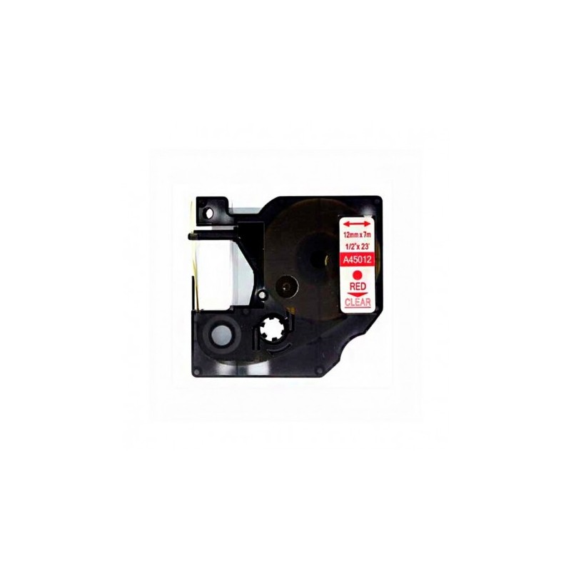 Ruban compatible Dymo D1 rouge sur transparent 12 mm Ruban compatible Dymo D1 rouge sur transparent 12 mm