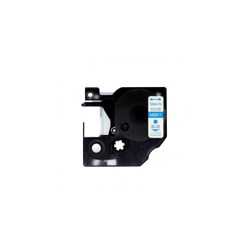 Ruban compatible Dymo D1 bleu sur transparent 12 mm