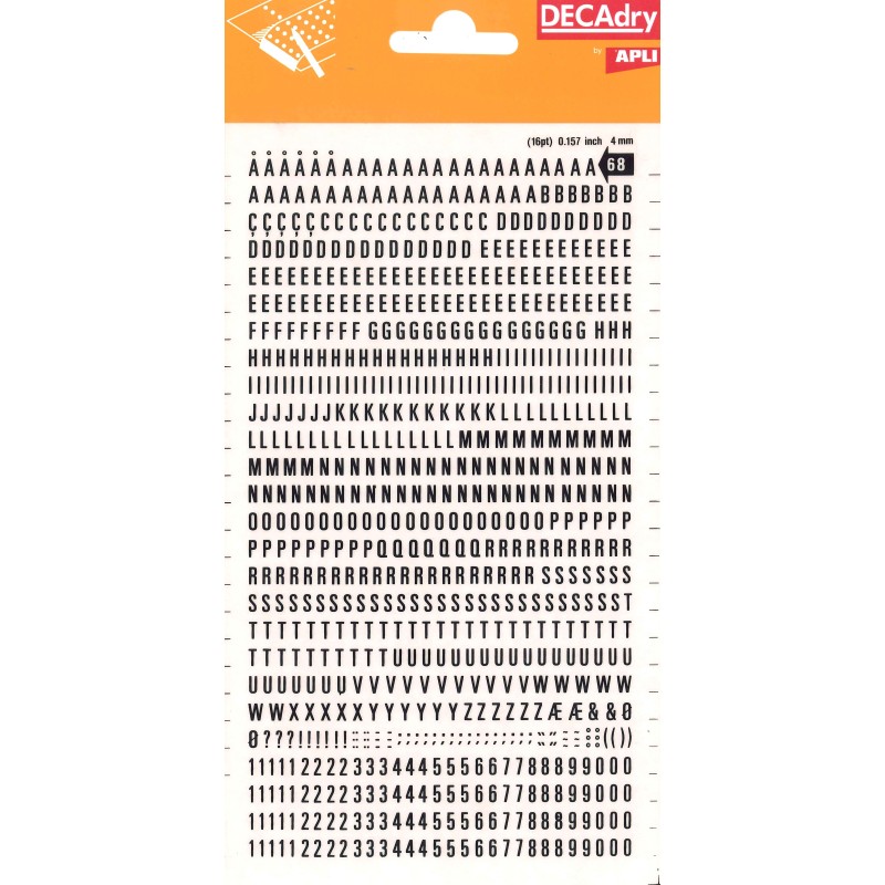 Lettres et chiffres transférables - Taille 4 mm - 792 caractères - Facile à appliquer et à enlever - Noir