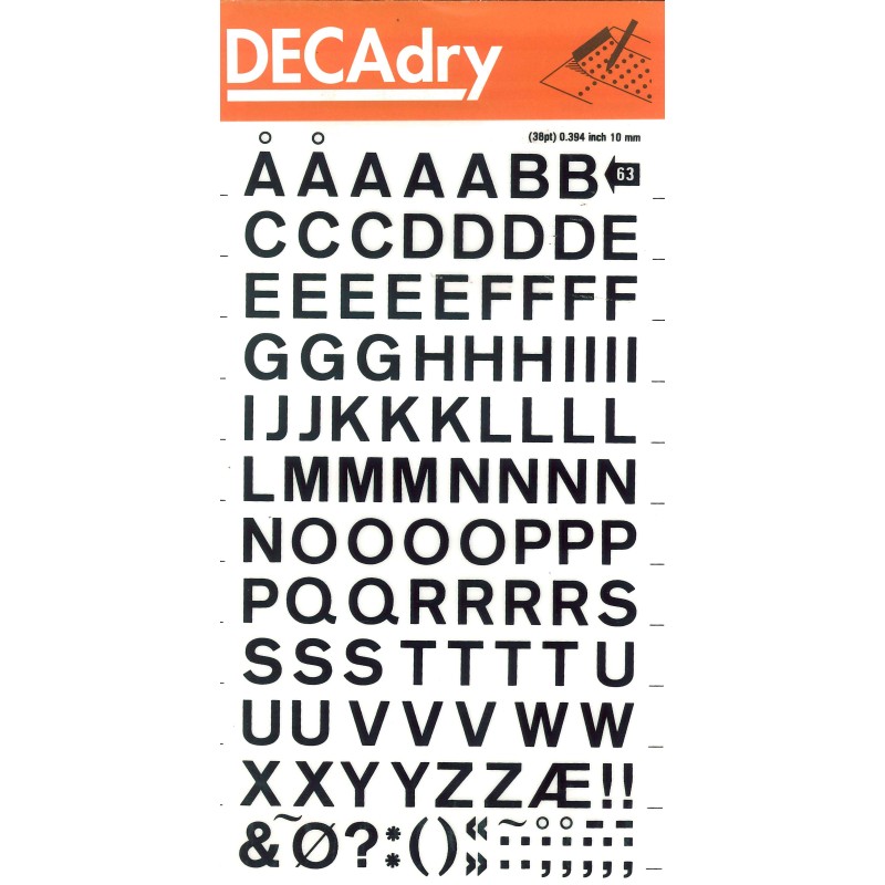 Apli Lot de Lettres Transférables Noires 10mm